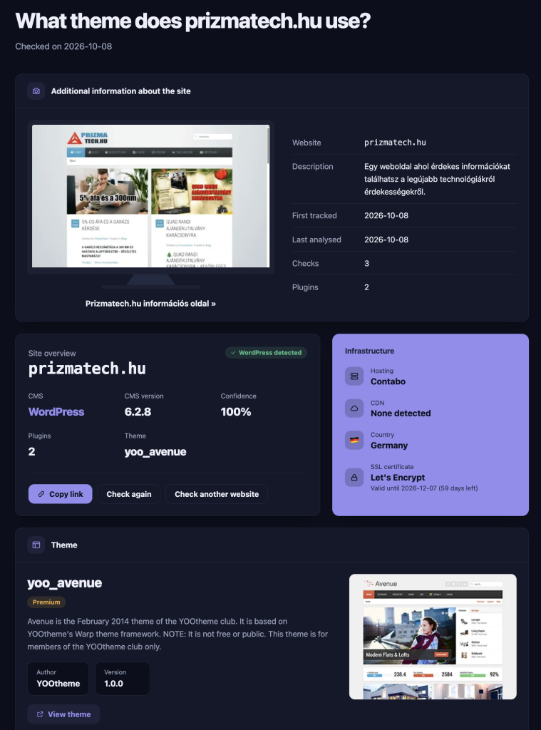 Prizmatech.hu a themedetective.com-on